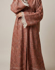 Burnt Orange Pashmina Frayed Open Abaya