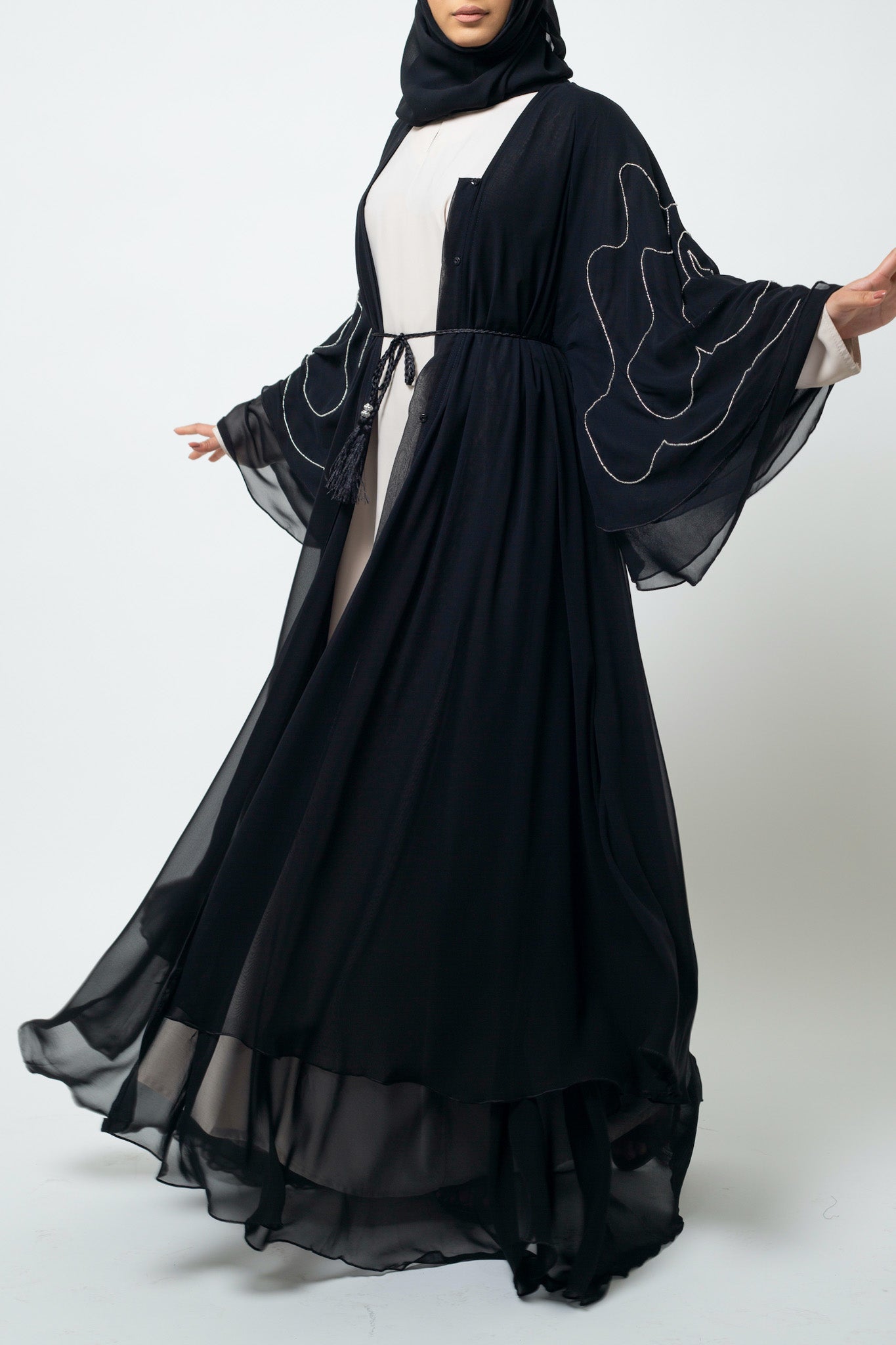 Double Tiered Flare Chiffon Abaya (Pre-order Despatch November 20th 2025)