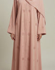 Dusty Rose Embellished Open Abaya