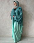 Green Gradient Satin Ombre Open Farasha