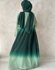 Green Ombre Glitter Chiffon Open Abaya