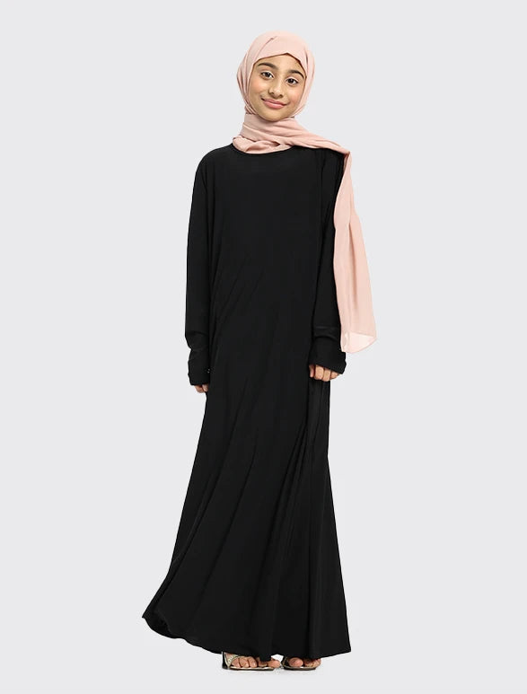 Girls Black Plain Abaya