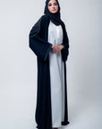 Luxury Black Shoulder Embellishment Open Abaya