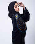 Luxury Black Shoulder Embellishment Open Abaya