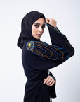 Luxury Black Shoulder Embellishment Open Abaya