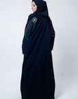 Luxury Black Shoulder Embellishment Open Abaya