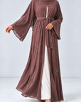 Elara Embellished Chiffon Abaya - Dusty Mauve