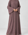 Elara Embellished Chiffon Abaya - Dusty Mauve