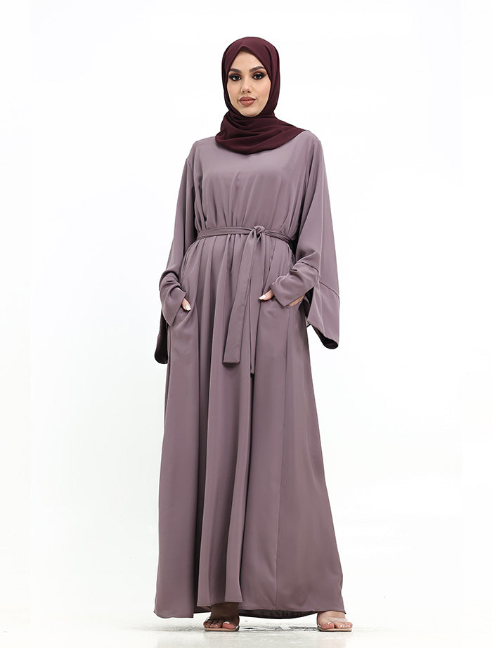 Plain Mauve Abaya - Split Cuff