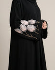 Noir Blossom Open Abaya