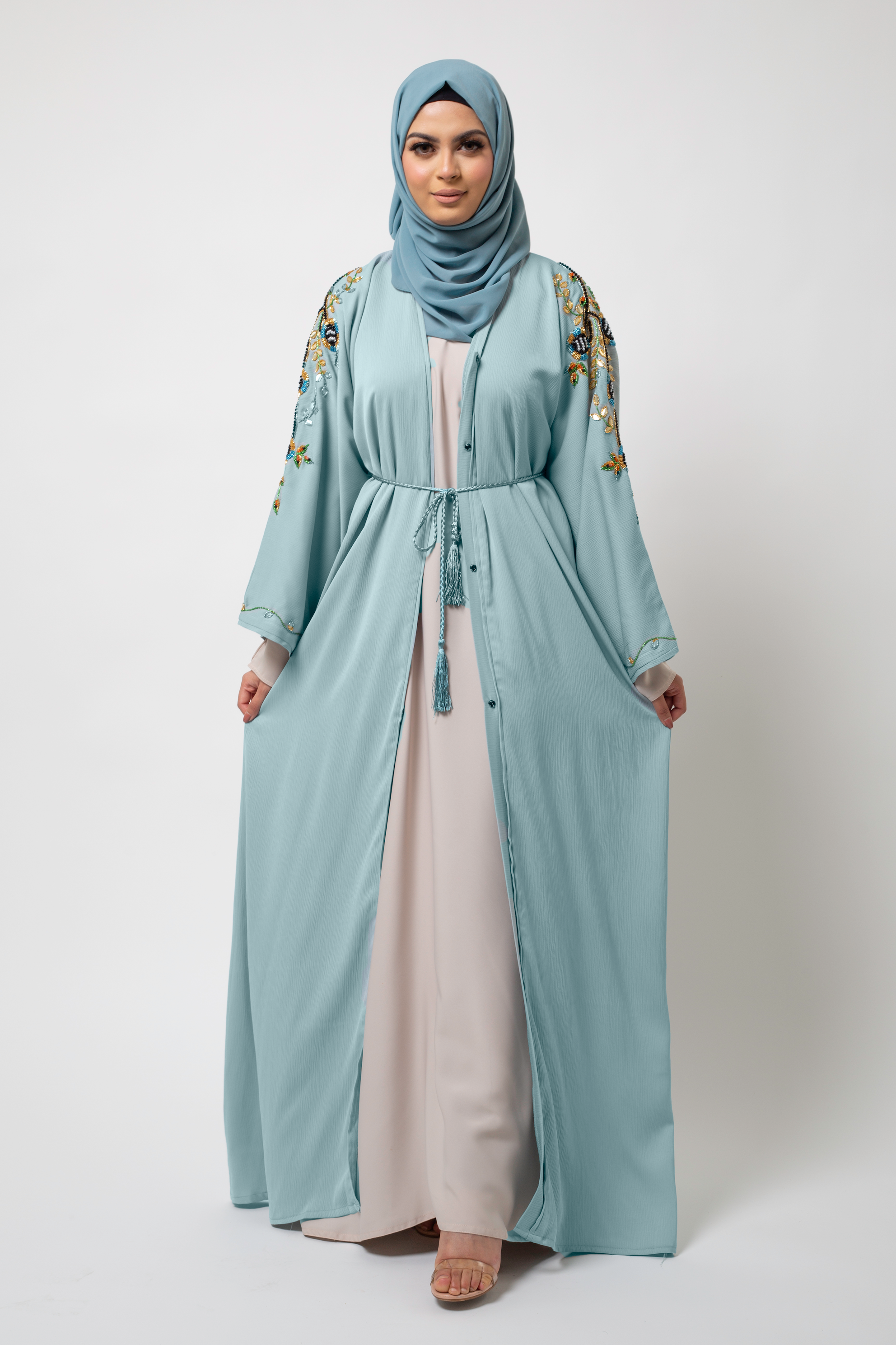 Desert Sage Poppy Open Abaya