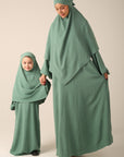 Girls Khimar Set with Abaya - Sage Green