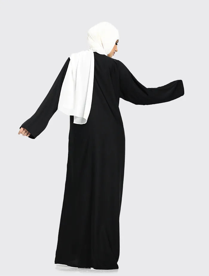 Black Cuff Plain Abaya