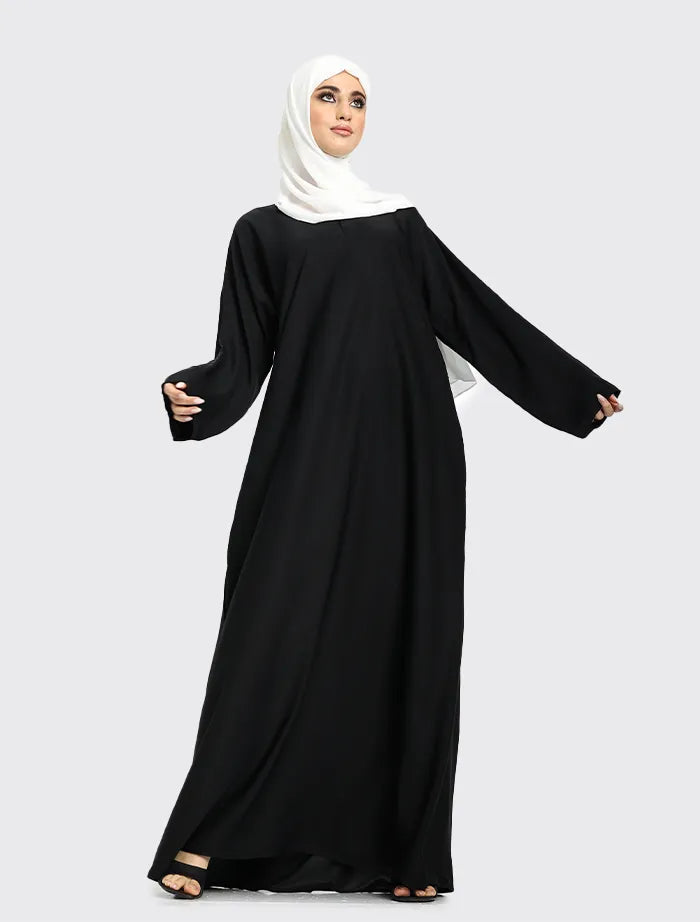 Black Cuff Plain Abaya