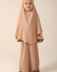 Girls Khimar Set with Abaya - Desert Sand