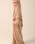 Girls Khimar Set with Abaya - Desert Sand