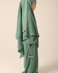 Girls Khimar Set with Abaya - Sage Green