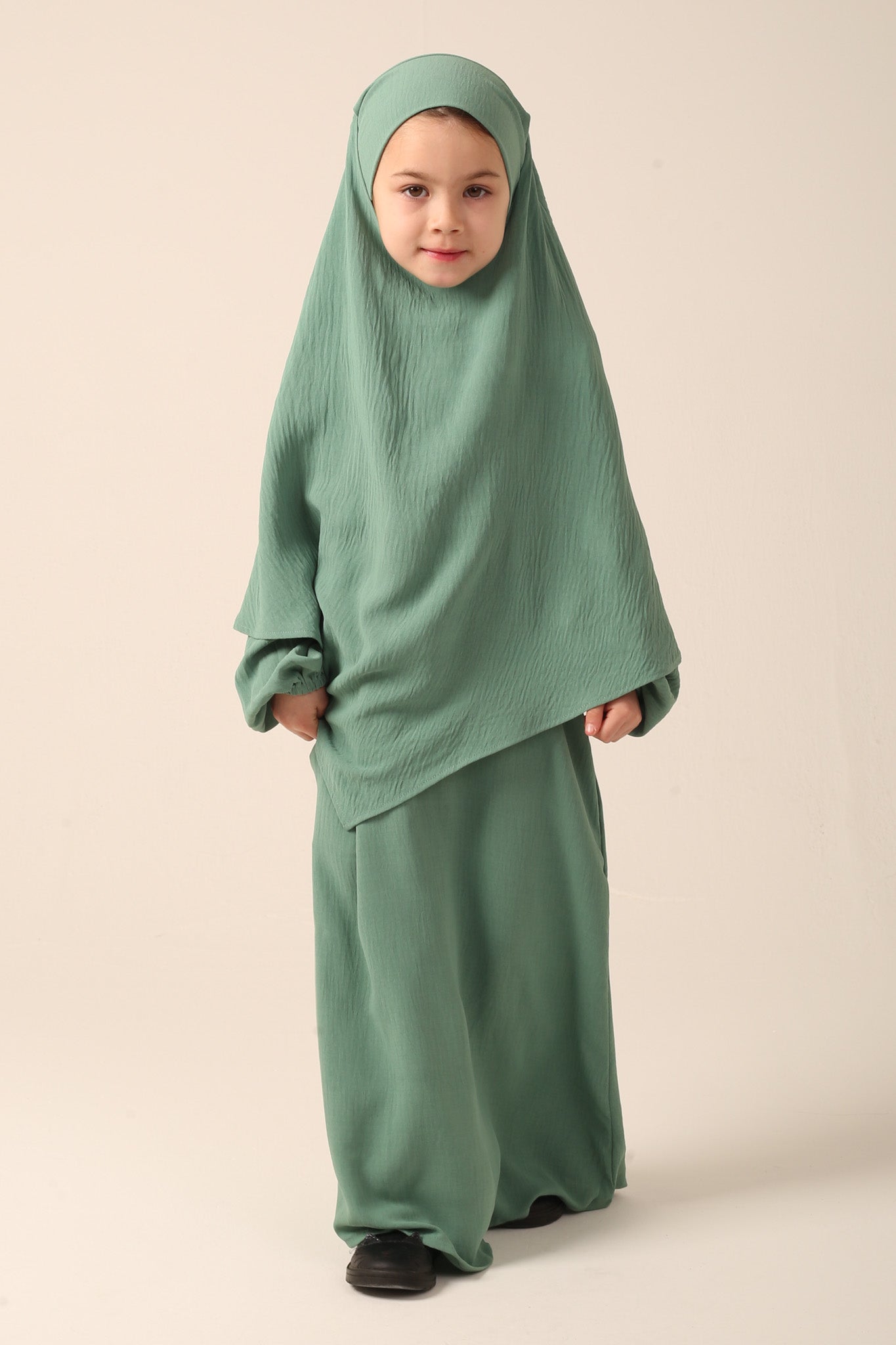 Girls Khimar Set with Abaya - Sage Green