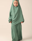 Girls Khimar Set with Abaya - Sage Green