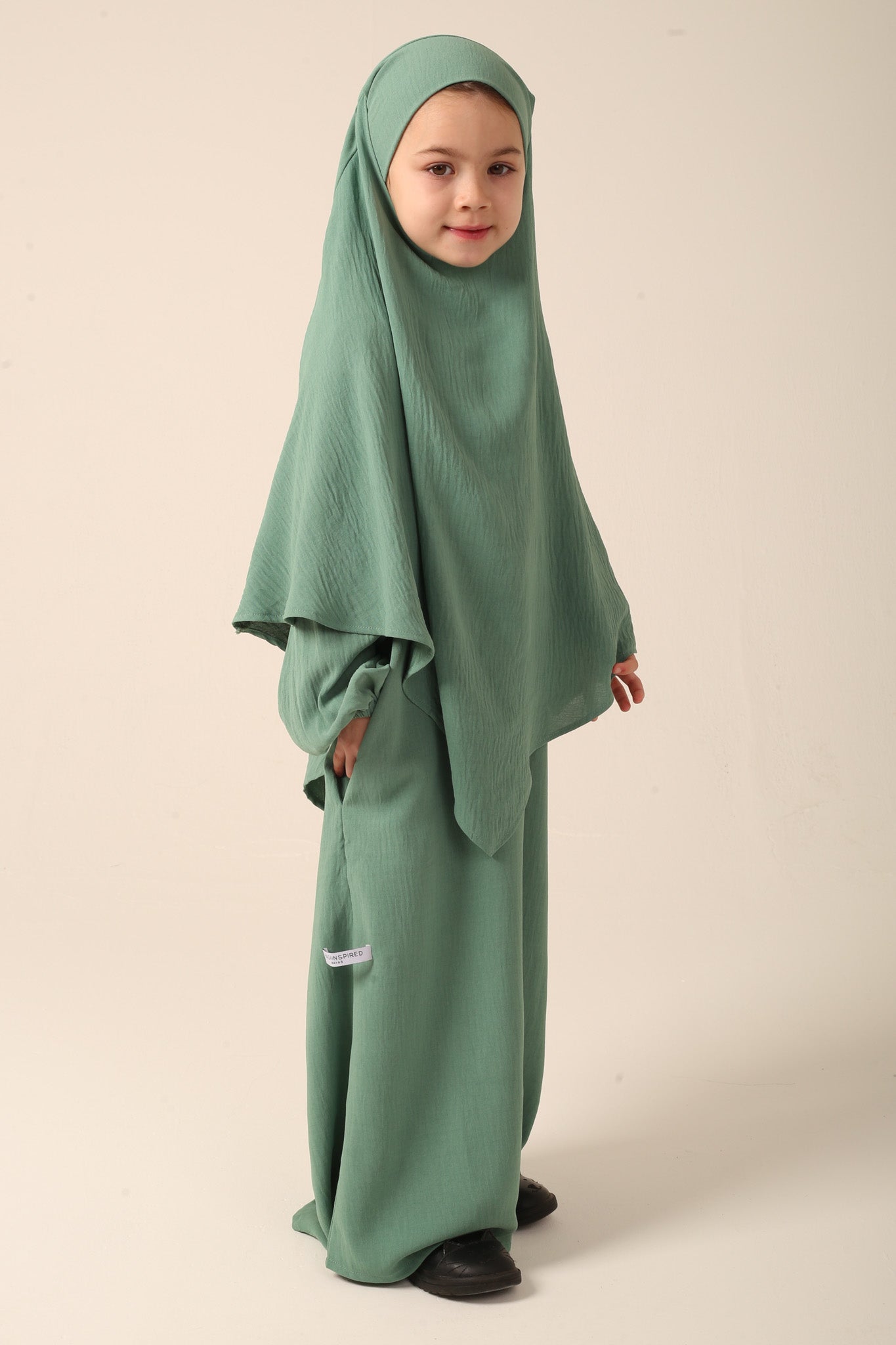 Girls Khimar Set with Abaya - Sage Green