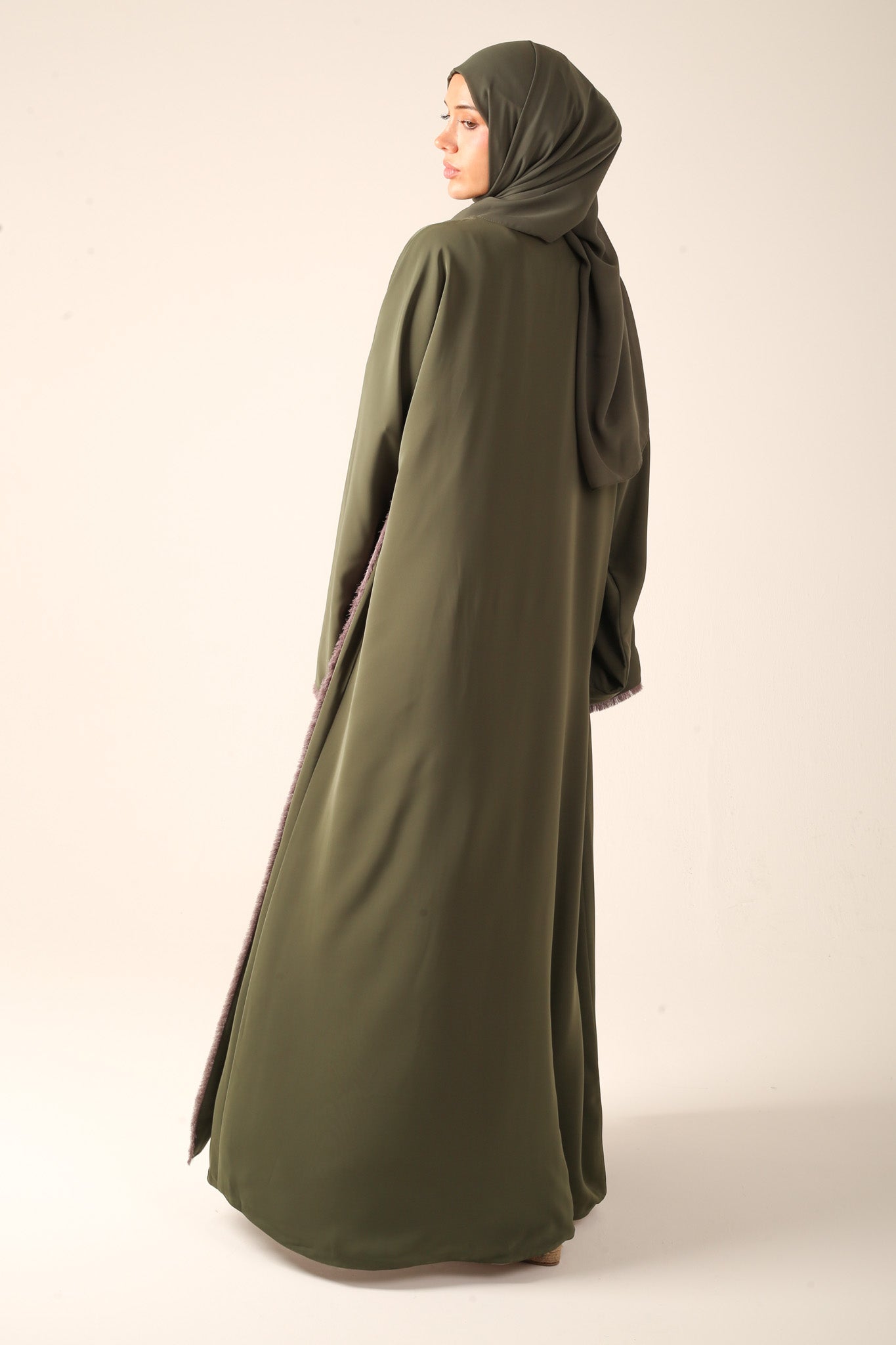 Green reversible abaya back view