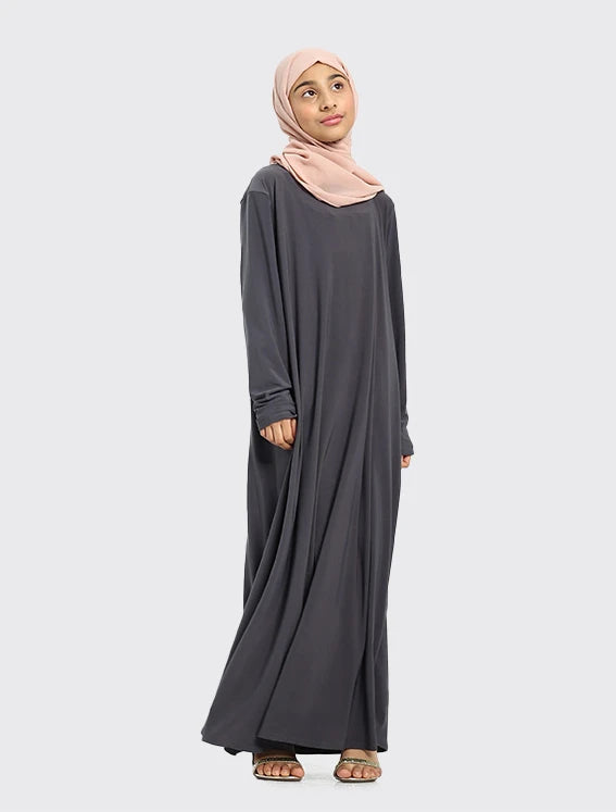 Girls Grey Jersey Abaya