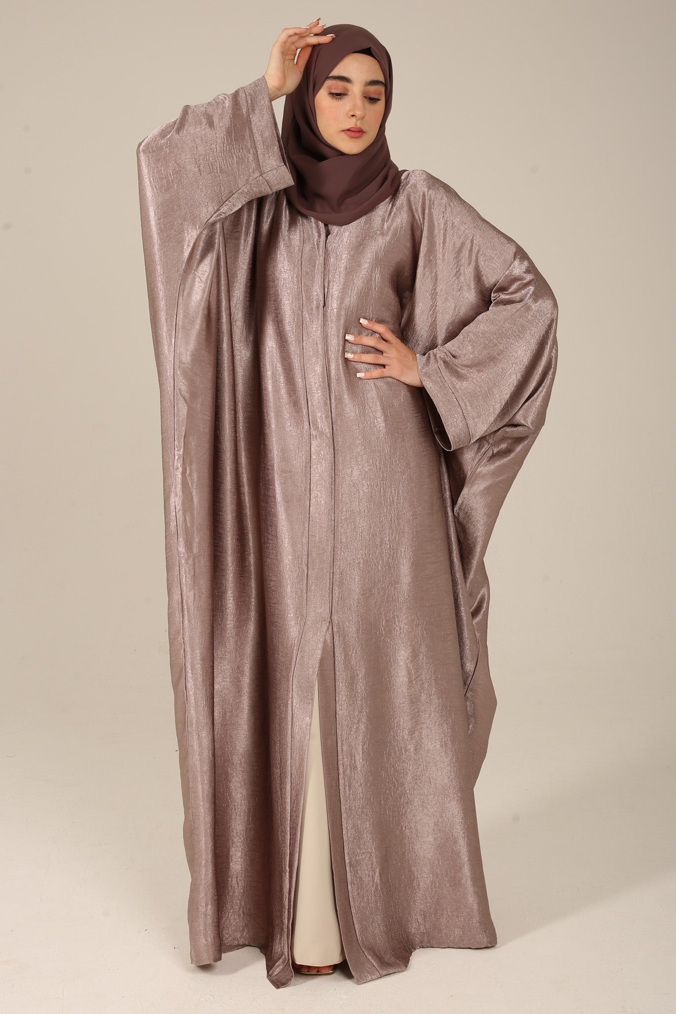 Ivory Blush Drape Satin Farasha
