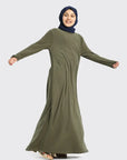 Girls Khaki Jersey Abaya