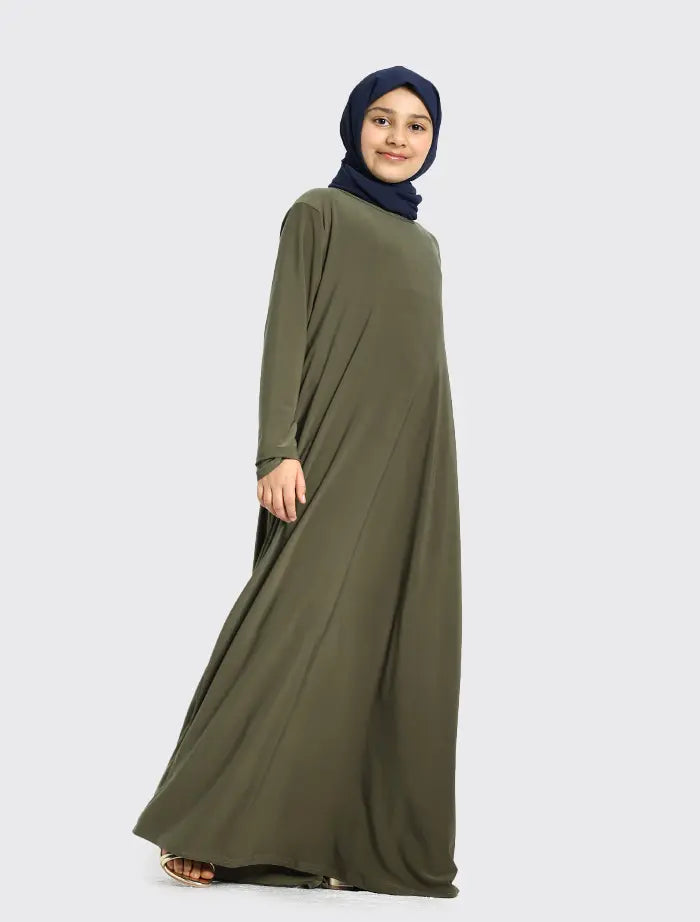 Girls Khaki Jersey Abaya