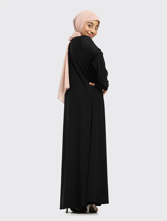 Girls Black Jersey Abaya