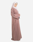 Mauve Floral Embellished Open Abaya