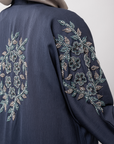 Premium Navy Blue Hand Embellished Open Abaya