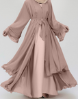 Peach Blossom Frill Open Abaya