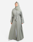 Plain khaki open abaya front view