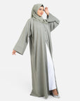 Plain khaki open abaya front view