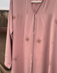 Dusty Rose Embellished Open Abaya