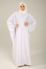 White Embellished Satin Farasha