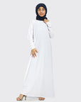 Girls White Jersey Abaya