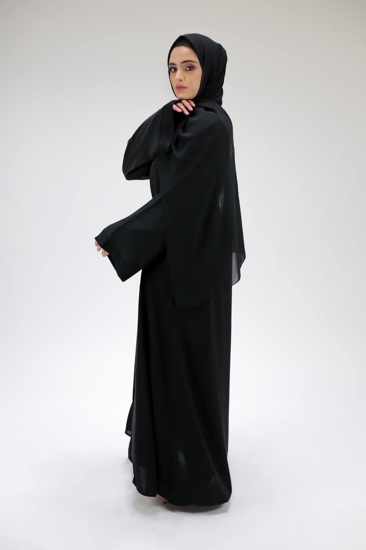 Black Casual Open Abaya