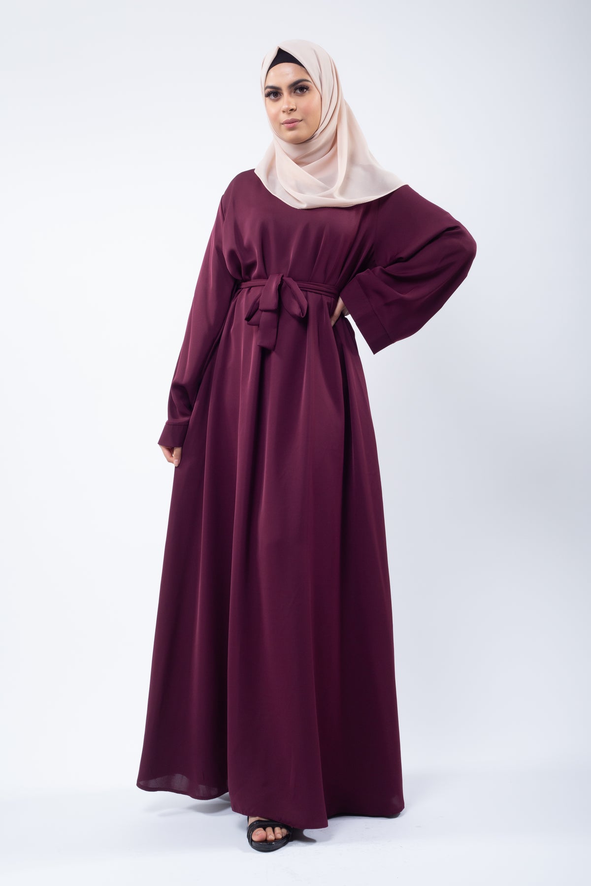 Maroon Umbrella Cut Closed Abaya