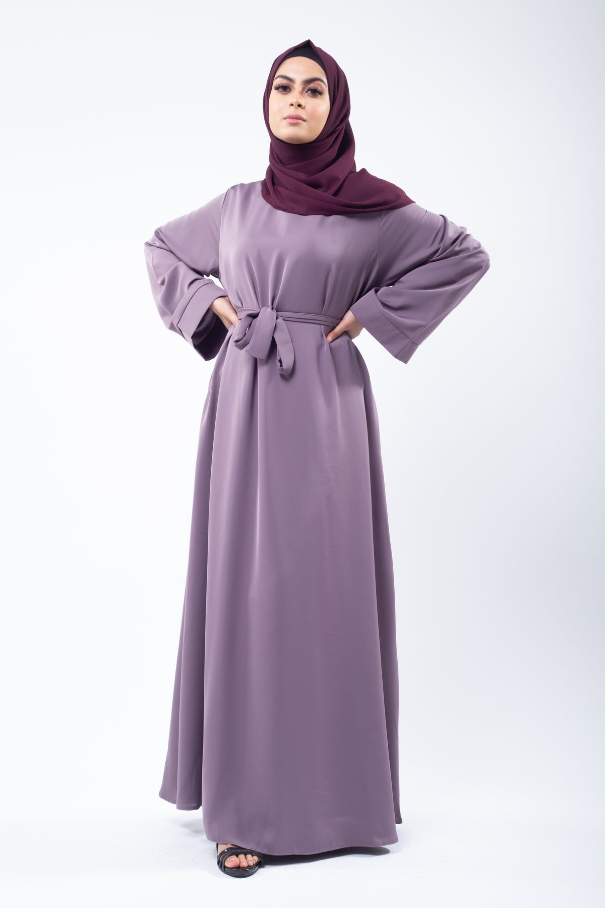 Muave Umbrella Cut Closed Abaya