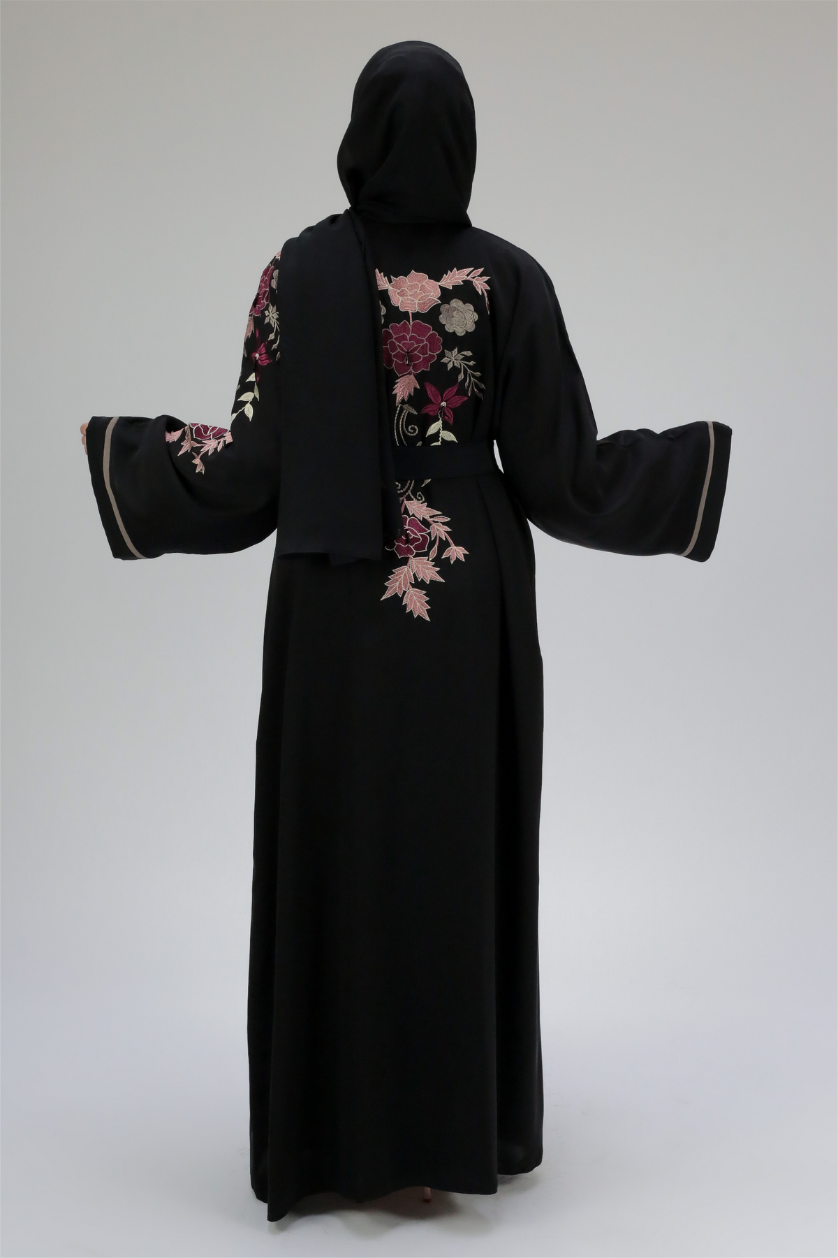 Aswad Spring Blossom Embroidery Open Abaya